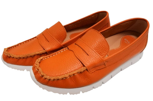 【arui_toe 39512 オレンジ】本革コンフォートローファー